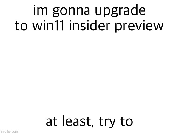 im gonna upgrade to win11 insider preview; at least, try to | made w/ Imgflip meme maker