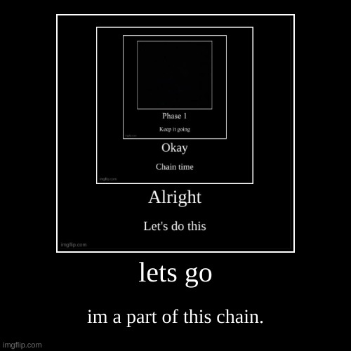 keep it goin | lets go | im a part of this chain. | image tagged in funny,demotivationals | made w/ Imgflip demotivational maker