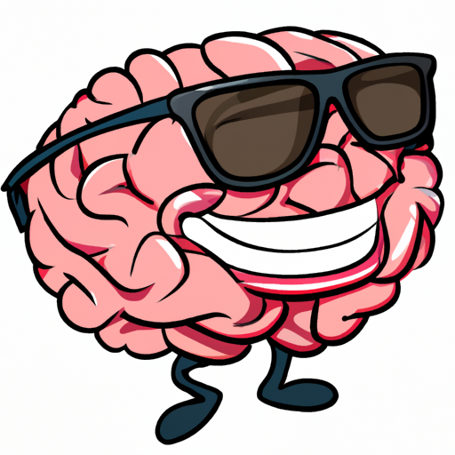 brain with sunglasses smiling and brocas area highlighted Blank Meme Template