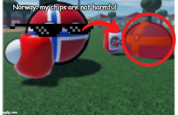 Sweden Dying | Norway: my chips are not harmful | image tagged in roblox,countryballs | made w/ Imgflip meme maker