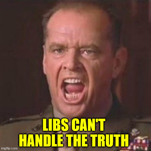 You can't handle the truth | LIBS CAN'T HANDLE THE TRUTH | image tagged in you can't handle the truth | made w/ Imgflip meme maker