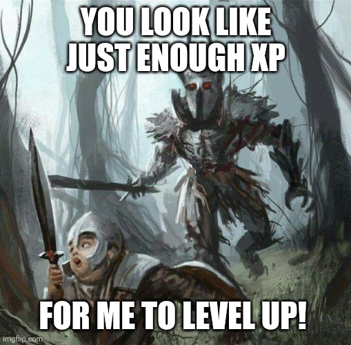 Just enough Xp | YOU LOOK LIKE JUST ENOUGH XP; FOR ME TO LEVEL UP! | image tagged in dark souls,dark souls run,level up,xp,level | made w/ Imgflip meme maker