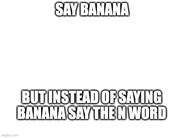 SAY BANANA; BUT INSTEAD OF SAYING BANANA SAY THE N WORD | made w/ Imgflip meme maker