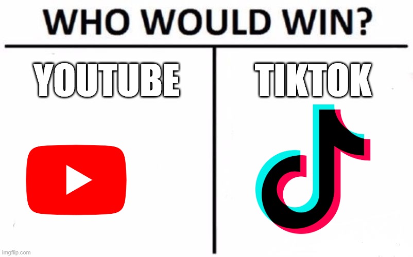 Who Would Win? | YOUTUBE; TIKTOK | image tagged in memes,who would win,youtube,tiktok sucks | made w/ Imgflip meme maker