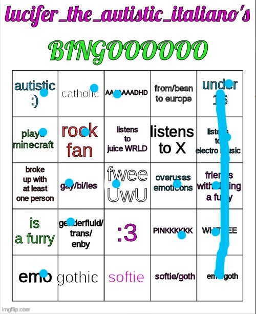BINGO | image tagged in lucifer_the_italiano's bingo | made w/ Imgflip meme maker