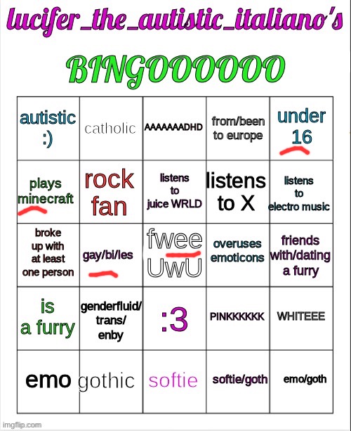 Lucifer_the_italiano's bingo! | image tagged in lucifer_the_italiano's bingo | made w/ Imgflip meme maker