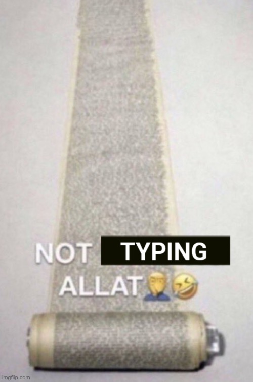 NOT TYPING ALLAT | image tagged in not typing allat | made w/ Imgflip meme maker