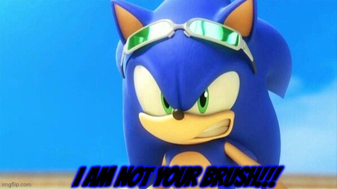 Really Angry Sonic | I AM NOT YOUR BRUSH!!! | image tagged in really angry sonic | made w/ Imgflip meme maker