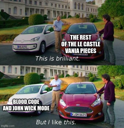 Facts | THE REST OF THE LE CASTLE VANIA PIECES; BLOOD CODE AND JOHN WICK MODE | image tagged in this is brilliant but i like this,john wick | made w/ Imgflip meme maker