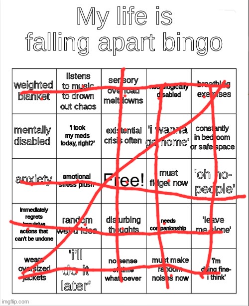 Best feeling one to fill out | image tagged in my life is falling apart bingo | made w/ Imgflip meme maker