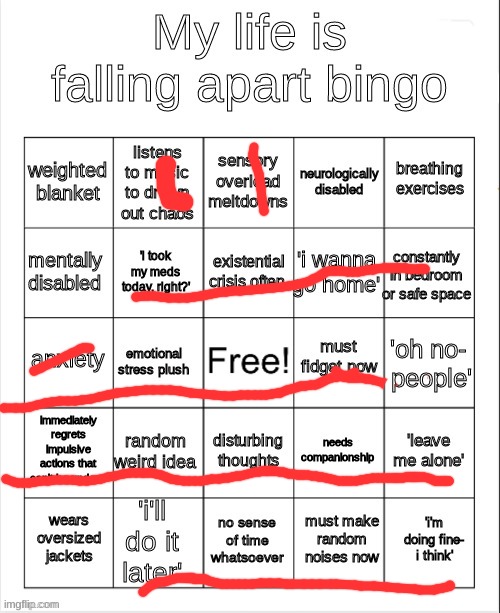 my life is falling apart bingo | image tagged in my life is falling apart bingo | made w/ Imgflip meme maker