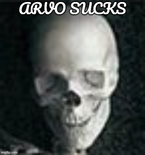 Skull | ARVO SUCKS | image tagged in skull | made w/ Imgflip meme maker