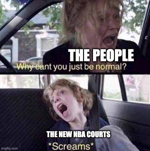This is to real. Why cant they be normal like bruhhhh | THE PEOPLE; THE NEW NBA COURTS | image tagged in why can't you just be normal | made w/ Imgflip meme maker