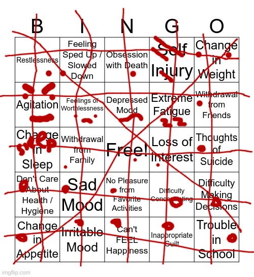"noot noot" he said as he picked up the loaded gun | image tagged in depression bingo 1 | made w/ Imgflip meme maker