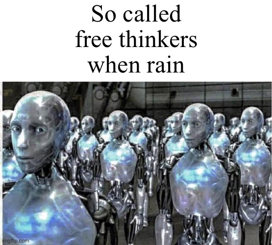 so called free thinkers | So called free thinkers when rain | image tagged in so called free thinkers | made w/ Imgflip meme maker