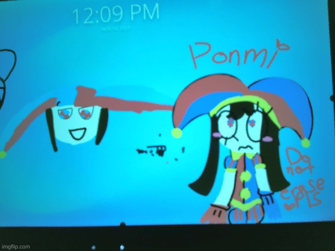me and my friend drew ponmi on our teachers bord | image tagged in drawing | made w/ Imgflip meme maker