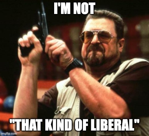 I'm not THAT kind of Liberal! with Gun | I'M NOT; "THAT KIND OF LIBERAL" | image tagged in gun,liberals,pro-gun liberals,john goodman,goodman with gun,liberal with gun | made w/ Imgflip meme maker