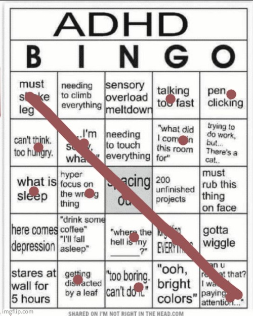 ADHD bingo - Imgflip