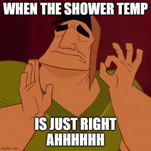 YA BOIS | WHEN THE SHOWER TEMP; IS JUST RIGHT
AHHHHHH | image tagged in when x just right,shower | made w/ Imgflip meme maker