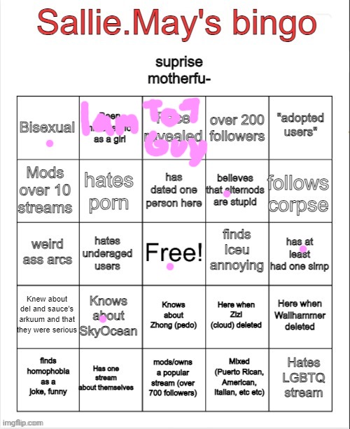 Sallie.May's bingo | image tagged in sallie may's bingo | made w/ Imgflip meme maker