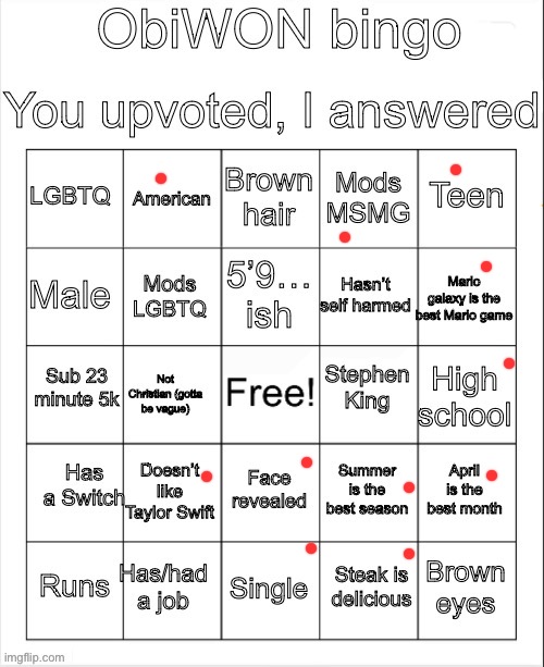 i don’t have a switch but i have a wii u | image tagged in obiwon bingo | made w/ Imgflip meme maker