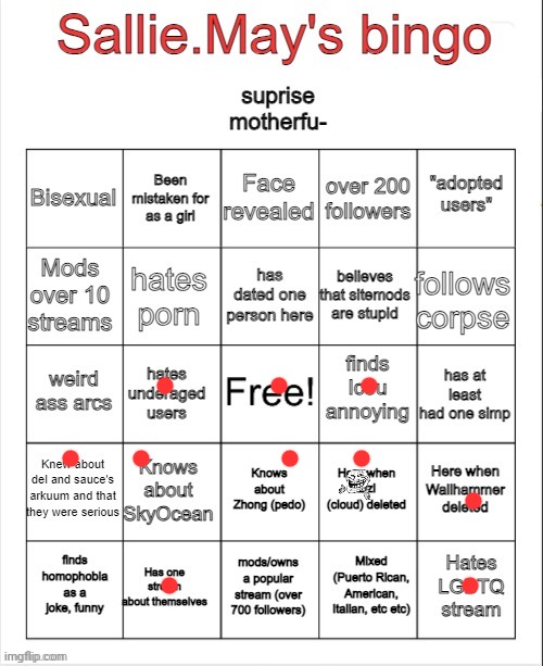 im not apologizing abt the cloud incident | image tagged in sallie may's bingo | made w/ Imgflip meme maker