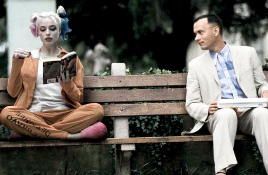 High Quality Forrest Gump and Harley Quinn Blank Meme Template