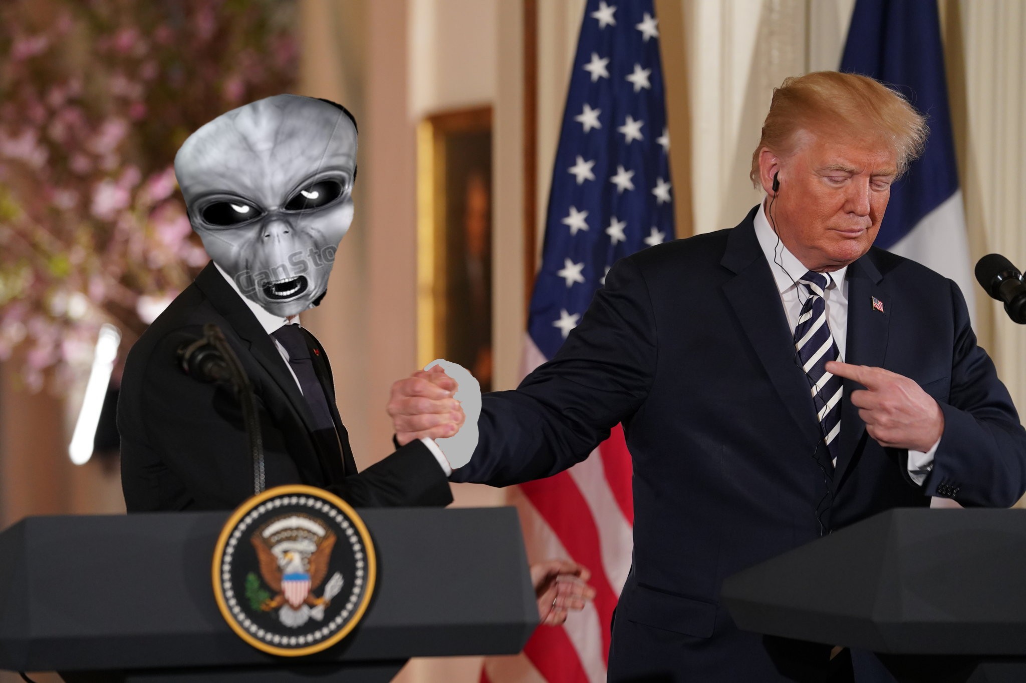 Trump with Alien Blank Meme Template