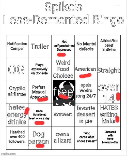 Spike Less-Demented Bingo | image tagged in spike less-demented bingo | made w/ Imgflip meme maker