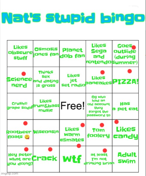 Damn no bingos | image tagged in nat's stupid bingo | made w/ Imgflip meme maker