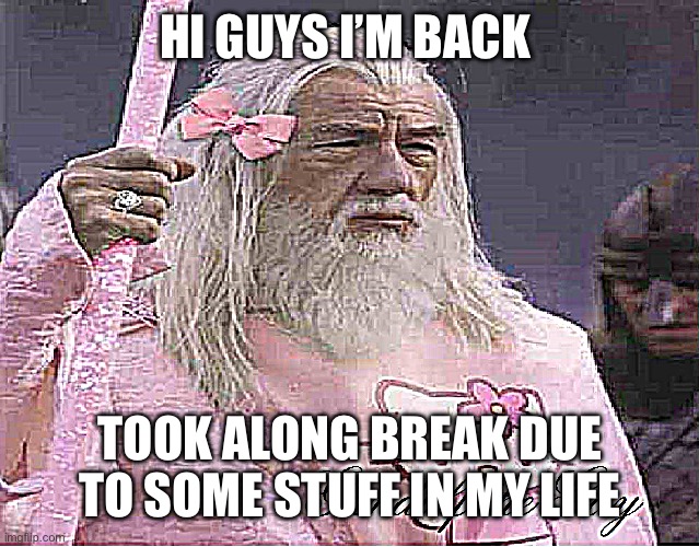 Hi | HI GUYS I’M BACK; TOOK ALONG BREAK DUE TO SOME STUFF IN MY LIFE | image tagged in gandalf the fabulous | made w/ Imgflip meme maker