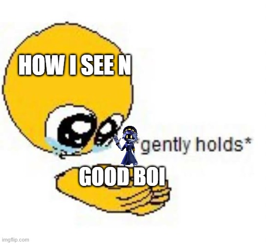 Gently holds emoji | HOW I SEE N; GOOD BOI | image tagged in gently holds emoji | made w/ Imgflip meme maker