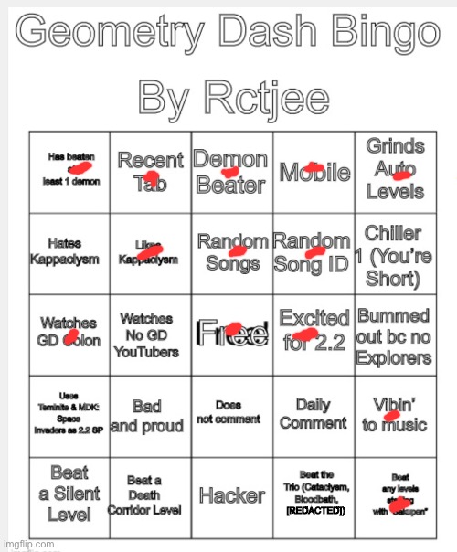 I take a bingo | [REDACTED]) | image tagged in geometry bingo | made w/ Imgflip meme maker