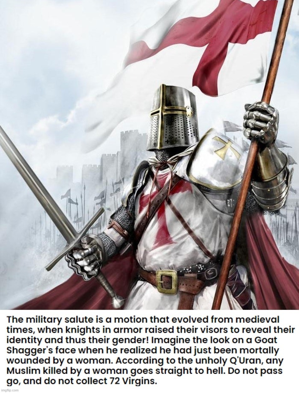 Military Trivia | image tagged in military humor,trivia,military salute,achmed the dead terrorist,knights templar,crusader knight with m60 machine gun | made w/ Imgflip meme maker