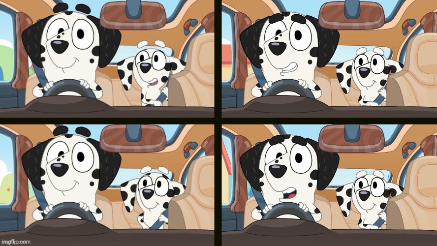 High Quality Bluey Chloe dad car Blank Meme Template