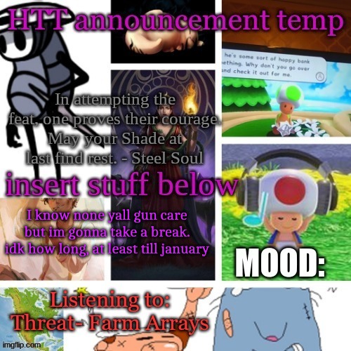 see yall tomorrow | I know none yall gun care but im gonna take a break. idk how long, at least till january | image tagged in hecate announcement v1 1 | made w/ Imgflip meme maker