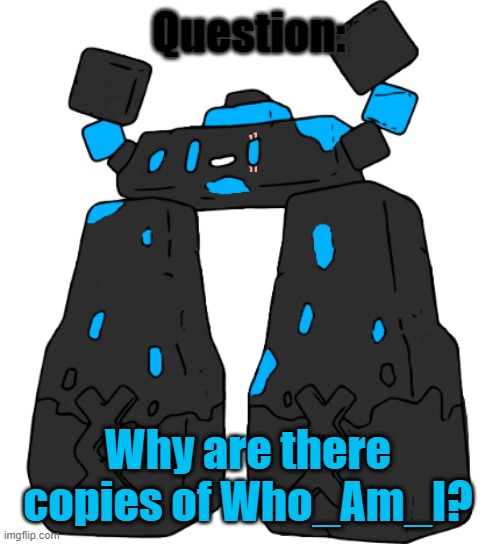 Answer me in the comments plz | Question:; Why are there copies of Who_Am_I? | image tagged in stonjourner_makez_memez69 | made w/ Imgflip meme maker