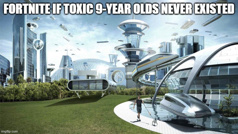 Imagine... Just imagine... | FORTNITE IF TOXIC 9-YEAR OLDS NEVER EXISTED | image tagged in the future world if | made w/ Imgflip meme maker