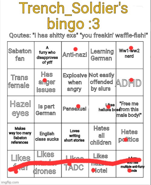 Nice template trench | image tagged in trench_soldier's bingo | made w/ Imgflip meme maker