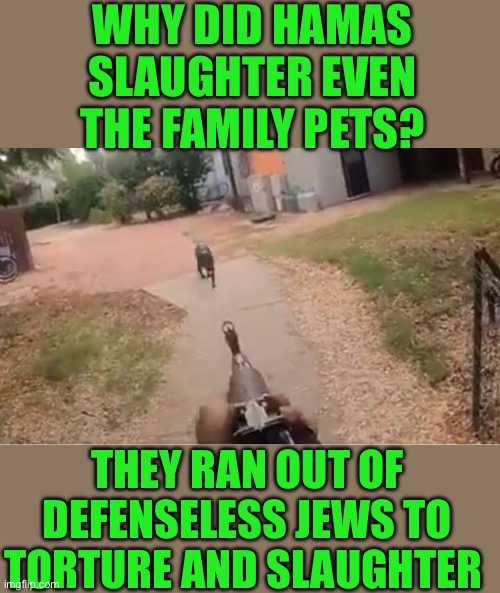 Just the facts | WHY DID HAMAS SLAUGHTER EVEN THE FAMILY PETS? THEY RAN OUT OF DEFENSELESS JEWS TO TORTURE AND SLAUGHTER | image tagged in hamas,democrats | made w/ Imgflip meme maker