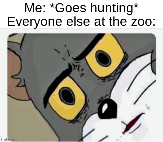 Very creative title | Me: *Goes hunting*
Everyone else at the zoo: | image tagged in funny | made w/ Imgflip meme maker