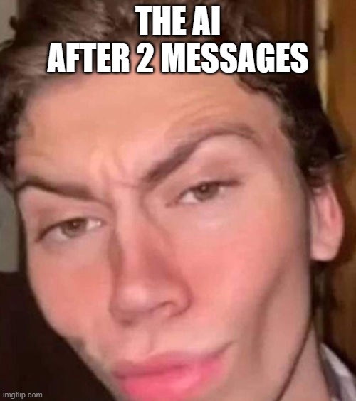 We can all relate to this | THE AI AFTER 2 MESSAGES | image tagged in ai,characterai,cai | made w/ Imgflip meme maker