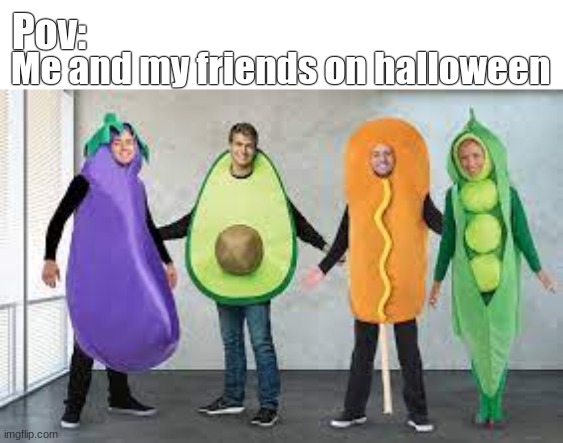 Happy late halloween | Me and my friends on halloween; Pov: | image tagged in weird halloween costumes,halloween,new template | made w/ Imgflip meme maker