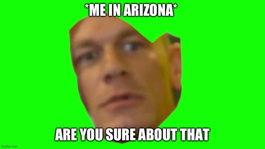 Are you sure about that? (Cena) | *ME IN ARIZONA* ARE YOU SURE ABOUT THAT | image tagged in are you sure about that cena | made w/ Imgflip meme maker