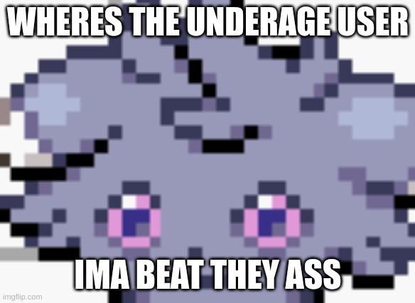 where | WHERES THE UNDERAGE USER; IMA BEAT THEY ASS | image tagged in espurr dead inside | made w/ Imgflip meme maker