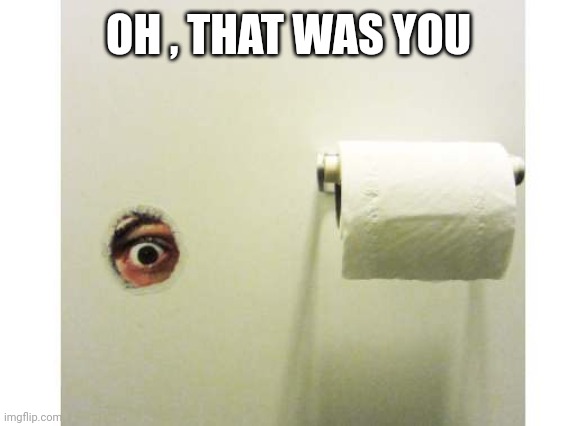 Bathroom Peeping Tom | OH , THAT WAS YOU | image tagged in bathroom peeping tom | made w/ Imgflip meme maker