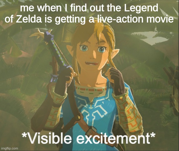 Visible excitement | me when I find out the Legend of Zelda is getting a live-action movie | image tagged in visible excitement,legend of zelda | made w/ Imgflip meme maker