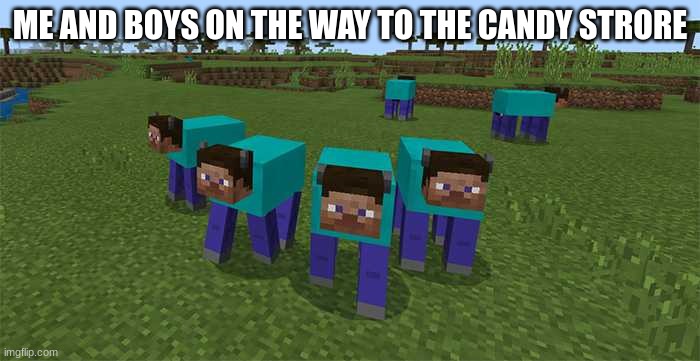 me and the boys | ME AND BOYS ON THE WAY TO THE CANDY STRORE | image tagged in me and the boys,minecraft | made w/ Imgflip meme maker