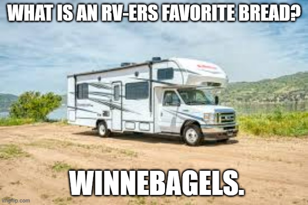 meme by Brad Winnebagel | WHAT IS AN RV-ERS FAVORITE BREAD? WINNEBAGELS. | image tagged in food memes | made w/ Imgflip meme maker