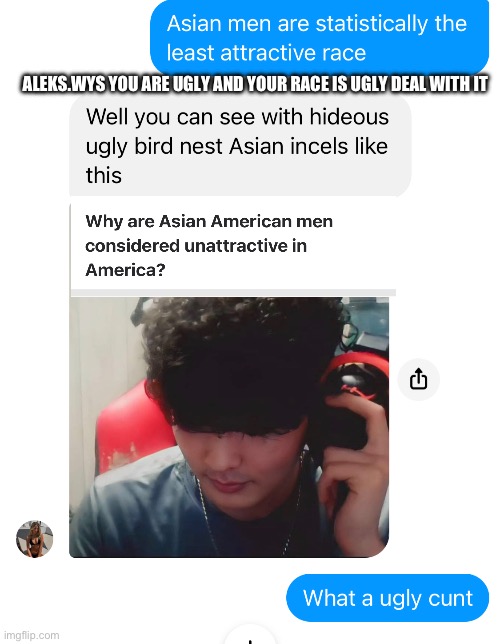 Aleks.Wys You are ugly and your race is ugly deal with it | ALEKS.WYS YOU ARE UGLY AND YOUR RACE IS UGLY DEAL WITH IT | image tagged in ugly,asian,fat asian kid,ugly face,race,ugly guy | made w/ Imgflip meme maker